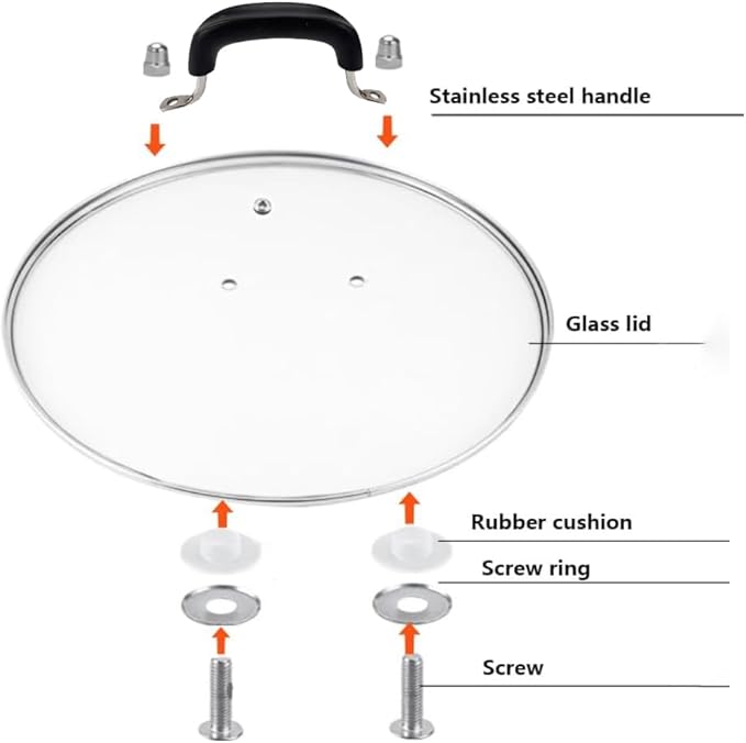 8 Inch Tempered Glass Lid for Lodge 8" Cast Iron Skillets & 2QT Dutch Ovens -Stainless Steel Handle and Rim (8 INCH LID)