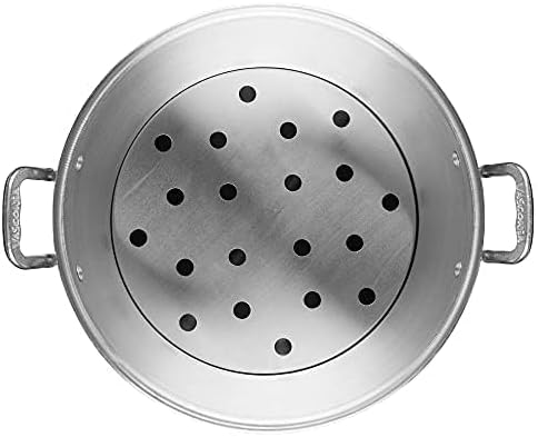 Vasconia 27.5-Quart Steamer Pot (Aluminum) with Tray & Aluminum Lid for Most Stoves (Hand-Wash only) Large Stock Pot for Tamales, Steaming, Boiling & Frying - Makes Seafood, Pasta, Veggies & More