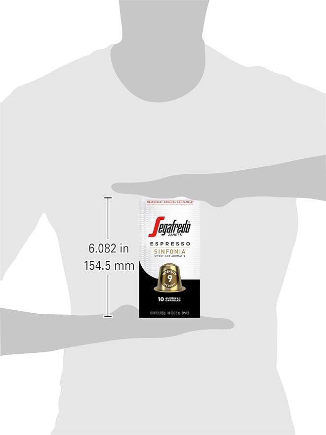 Segafredo Zanetti Espresso Capsules – Aluminum Pods for Nespresso Original Machines – Medium Roast Premium Espresso with a Sweet Aroma – Subtle, Intensity 9 – Sinfonia, 10 Count