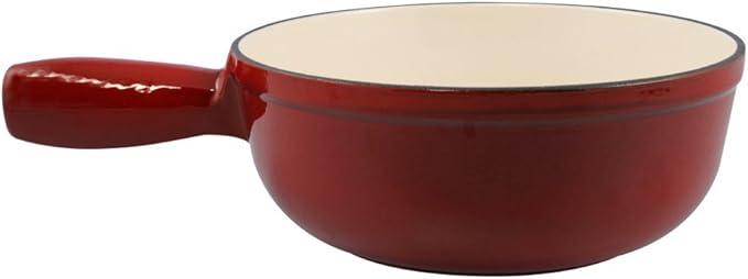 Swissmar Lugano Cast Iron Cheese Fondue Pot Replacement, 2 QT / 2 L - Compatible with Swissmar Lugano Fondue Sets - Ideal for Melting Cheese, Chocolate, & Caramel - Cherry Red