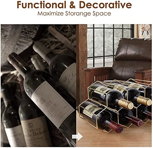 Countertop Wine Storage - Freestanding 7 Bottle Metal Holder with Modern Design for Kitchen or Wine Cellar