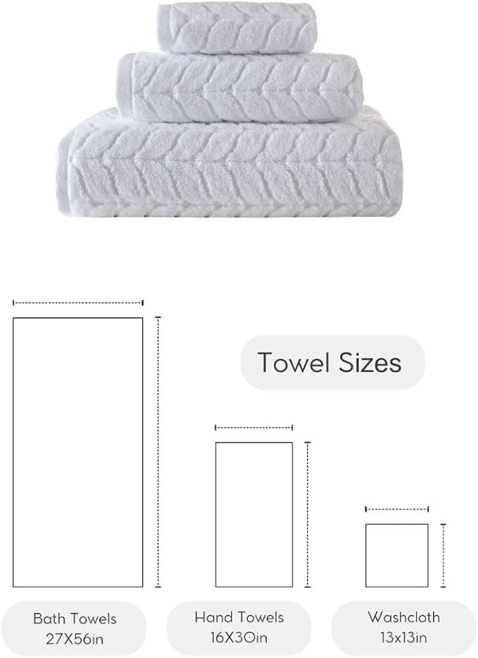 BAGNO MILANO Turkish Bath Towels, Soft Plush Jacquard Luxury Bath Towels, Quick Dry Towel Set (Lavender, 3 pcs Towel Set)