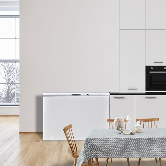 SMETA Chest Freezer, 10 Cubic Feet Deep Freezer with 3 Basket, Garage Ready, Low Noise, Adjustable Thermostat, Energy Saving with 4 Wheels for Kitchen, Office, Meat, House, Commercial, White