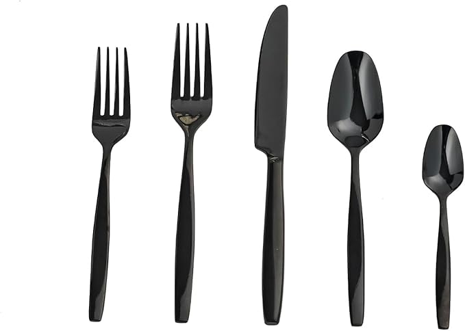 Black 20-Piece Silverware Set,Stainless Steel Flatware Utensils Cutlery Set for 4,Including Steak Knife Fork and Spoon,Dishwasher Safe,Modern Tableware for Home & Dining