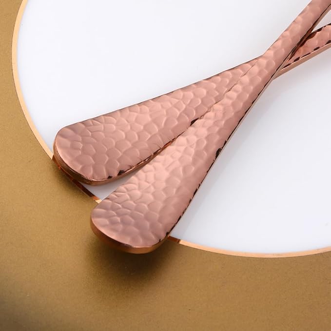 Buyer Star 12 Pieces Hammered Dinner Forks Set, 7.9 Inch Stainless Steel Forks,Table Forks,Flatware Forks, Mirror Finish & Dishwasher Safe,Use for Home,Kitchen or Restaurant (Rose gold)