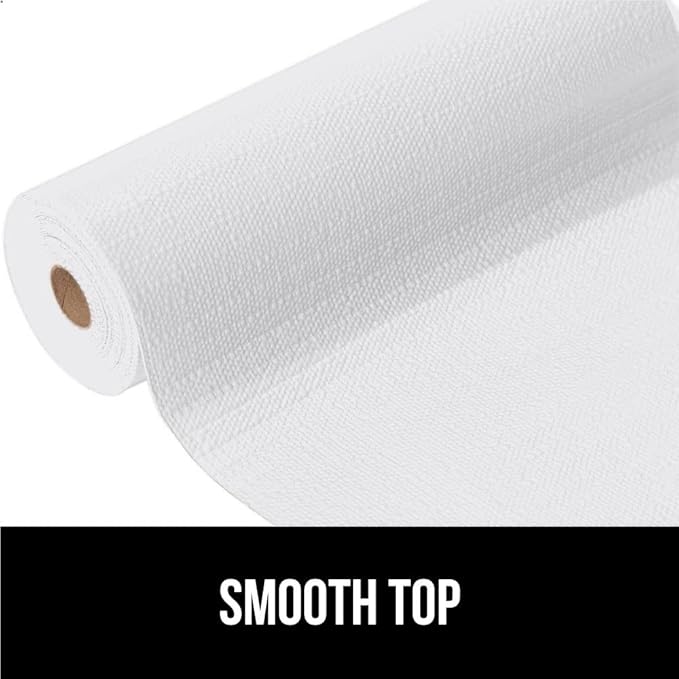 GORILLA GRIP DripGuard Shelf Liner, Non Adhesive Drawer and Kitchen Cabinet Protector, Slip Resistant BPA Free Smooth Surface Plastic Liners for Cabinets, Bathrooms, Closets, 12x120 Inch, White