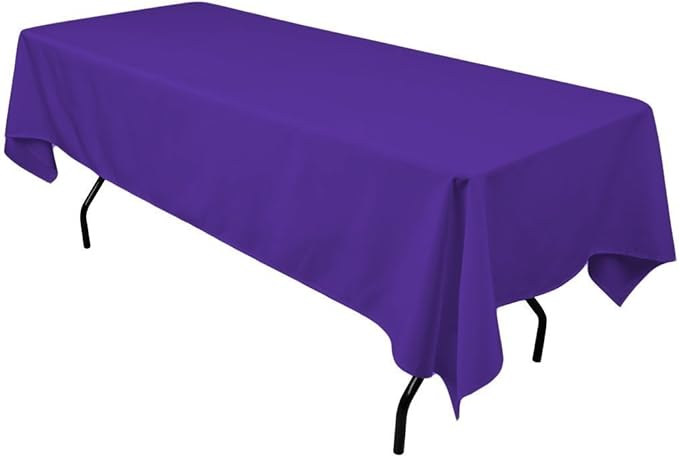 Gee Di Moda Rectangle Tablecloth - 60 x 102 Inch Purple Table Cloth for 6 Foot Rectangle Tables - Heavy Duty Washable Fabric - for Holiday Party, Dinner, Weddings, Baby Shower & Events