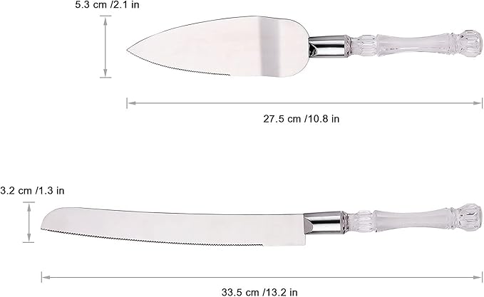 AW BRIDAL Personalized Cake Knife and Server Wedding - Cake Knife 13.2 Inch, Cake Server 10.8 inch - Wedding Engagement Gifts for Couples//DK2201CPP97//