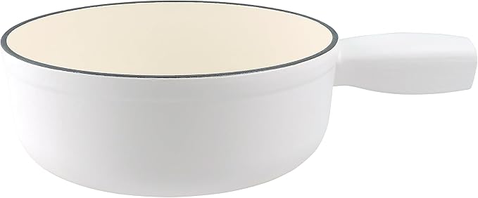 Swissmar Lugano Cast Iron Cheese Fondue Pot Replacement, 2 QT / 2 L – Compatible with Swissmar Lugano Fondue Sets – Ideal for Melting Cheese, Chocolate, & Caramel – Matte White