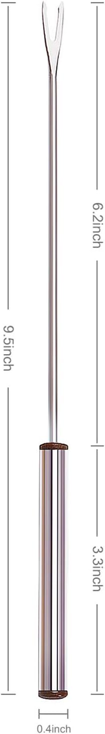 6 PCS Stainless Steel Fondue Forks, 9.5 Inch Color-Coded Cheese Fondue Forks Smores Sticks with Heat Resistant Handle for Chocolate Fountain Cheese Fondue Roast Marshmallows Desserts Fruits