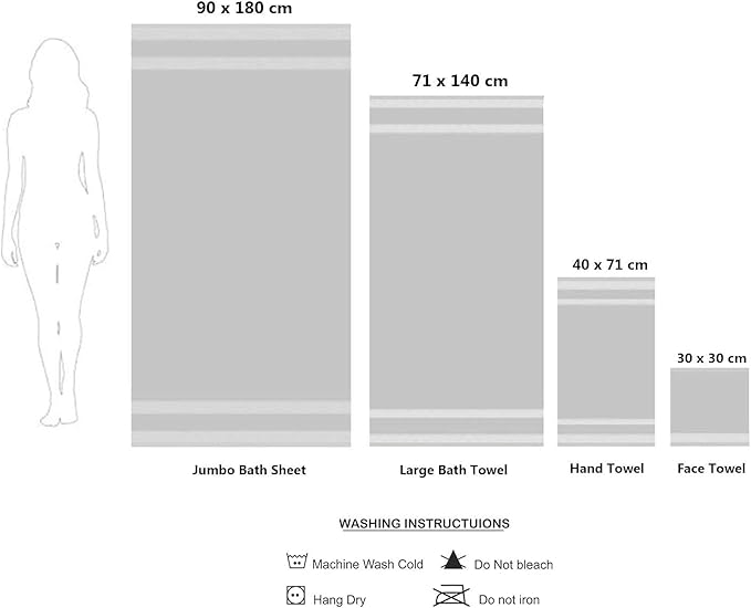 CASA COPENHAGEN Solitaire 6 Pieces Towel Set- Bright White, 600 GSM 2 Bath Towel 2 Hand Towel 2 Washcloth, Designed in Denmark Made of Soft Egyptian Cotton for Bathroom, Kitchen & Shower