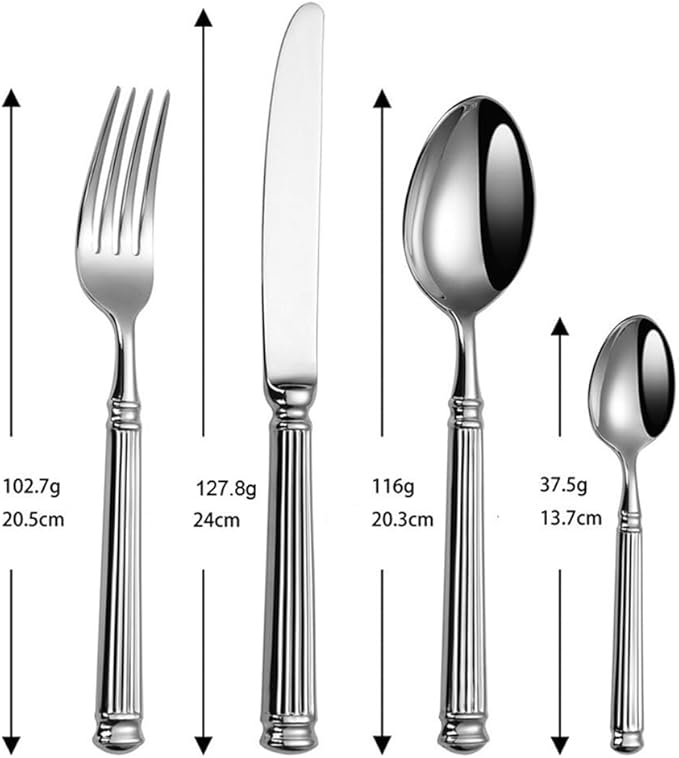Silverware Set for 12 Flatware Set 48 Pieces Elegance Luxury Tableware Set Roman Column Handle Knives and Forks spoons 18/10 Stainless Steel Cutlery Utensil Sets for Home Restaurant Dishwasher Safe