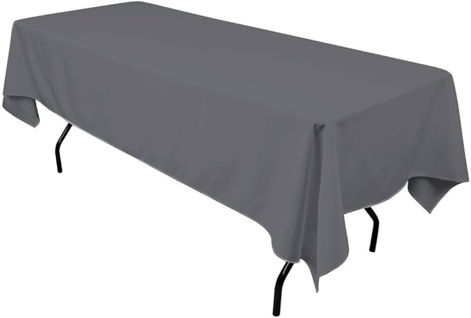 Gee Di Moda Rectangle Tablecloth - 60 x 126 Inch Charcoal Table Cloth for 8 Foot Rectangle Tables - Heavy Duty Washable Fabric - for Holiday Party, Dinner, Weddings, Baby Shower & Events