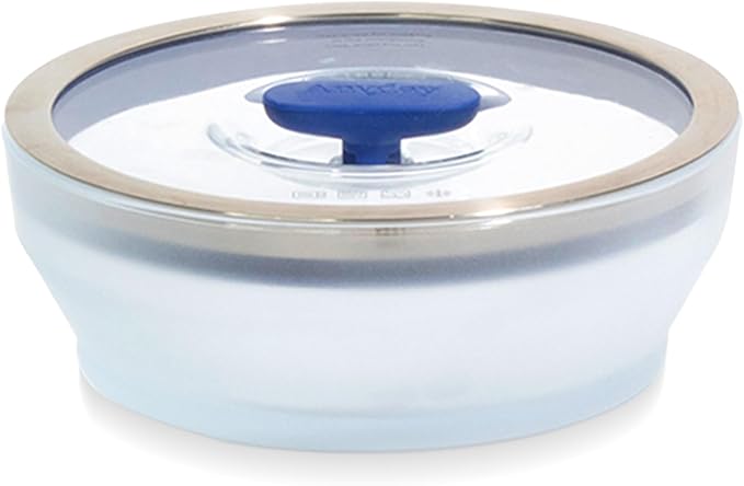 Anyday 4-Pc Microwave Cookware & Glass Food Storage Set with Glass Lids | Medium Plastic-Free Containers | Stackable Steamer with Vented Lid for Microwave-Safe Reheating & Steaming Vegetables, Rice