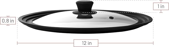 Universal Lids for Pots, Pans and Skillets - Tempered Glass with Vented Silicone Rim and Heat-Resistant Handle - Fits Multiple Cookware Sizes - Dishwasher & Microwave Safe (2 Pack, 11",12",12.5")