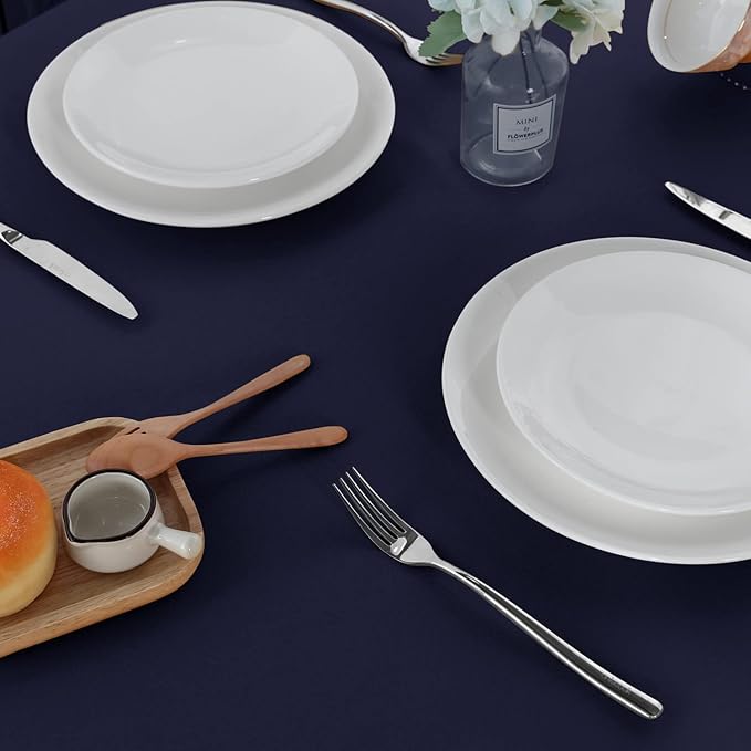 sancua 2 Pack Navy Tablecloth 60 x 120 Inch, Rectangle 8 Feet Table Cloth - Stain and Wrinkle Resistant Washable Polyester Table Cover for Dining Tables, Buffet Parties and Camping