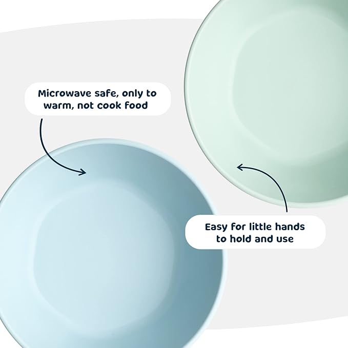 Tiny Twinkle Tableware 3 Pack Dish Set- BPA-Free Cups, Plates and Bowls Sets For Kids and Toddlers - Polypropylene Plastic Dinnerware Set (Sage, Charcoal, IceBlue) Round Bowl