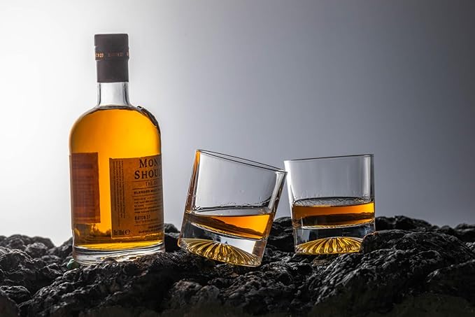 10oz Old Fashioned Whiskey Glasses Set | Lead-Free Crystal, Heavy Base, Rock Glass with Sunflower-Textured Base, 4-Piece Set for Scotch & Cocktails