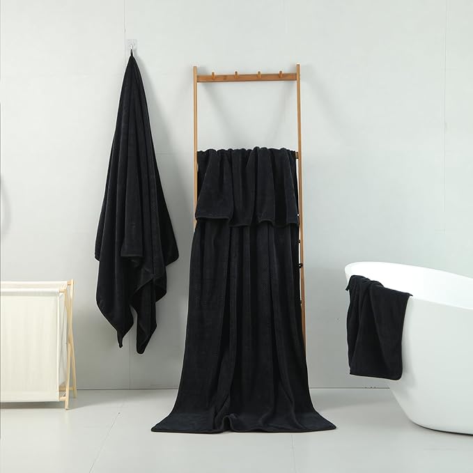 2 Piece Hand Towels Set Set 16x31 Inches,Soft Bath Sheet Towels Highly Absorbent Quick Dry Towels Set for Bathroom Hotel Spa Black