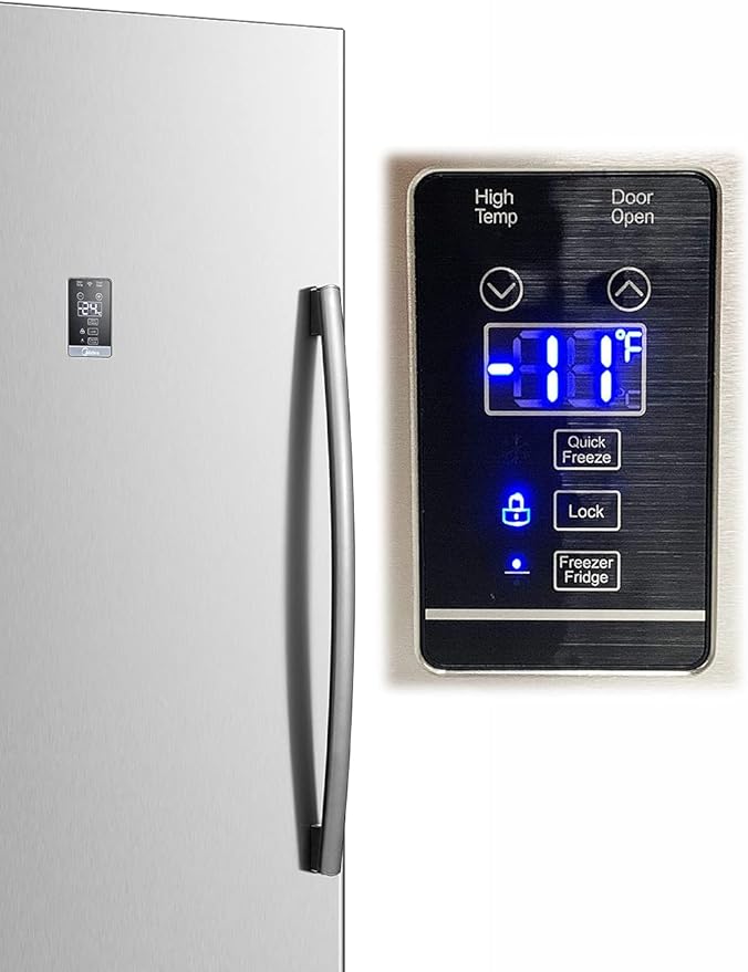 Smad 21 Cu.Ft. Upright Freezer, Stand Up Frost Free Freezer with LED Control Panel, Right Open Door, Door Ajar Alarm, Convertible Refrigerator/Freezer for Garage, Kitchen, Home, Stainless Steel