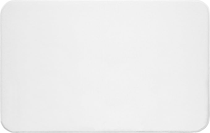 American Soft Linen 21x32 Fluffy Foamed Slip Reducer Bath Rug, Machine Washable Area Bath Mat Rugs for Bathroom, White