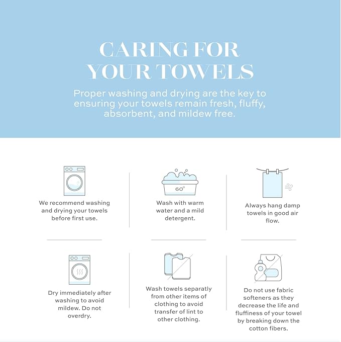 White Classic Luxury Bath Towel Set of 8 Pieces - 100% Turkish Cotton Highly Absorbent Towels for Bathroom, 2 Luxury Bath Towels 700GSM, 2 Hand Towels, 4 Washcloths, Light Blue