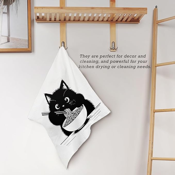 13x13 inch Cute Cat Kitchen Towels 1 PCS, Funny Pet Parents Gifts for Women and Decor Hand Towels for Bathroom, for Cat Lovers,Pet Owners Housewarming, Birthday-06