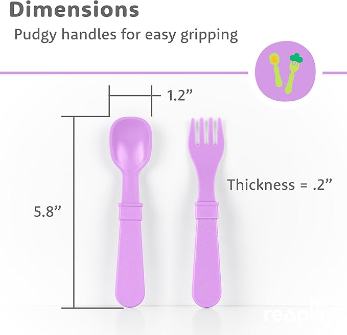 Re-Play Toddler Forks and Spoons Set - 6x6 Utensils Set for Kids - Dishwasher and Microwave Safe - Made in USA - Set of 12-5.8" x 1.2" x 0.2" - Princess