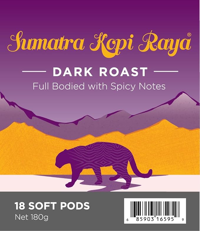 Wolfgang Puck Coffee, Sumatra Kopi Raya, Dark Roast, 9.5 Gram soft Pods, 18 Count (Pack of 3)