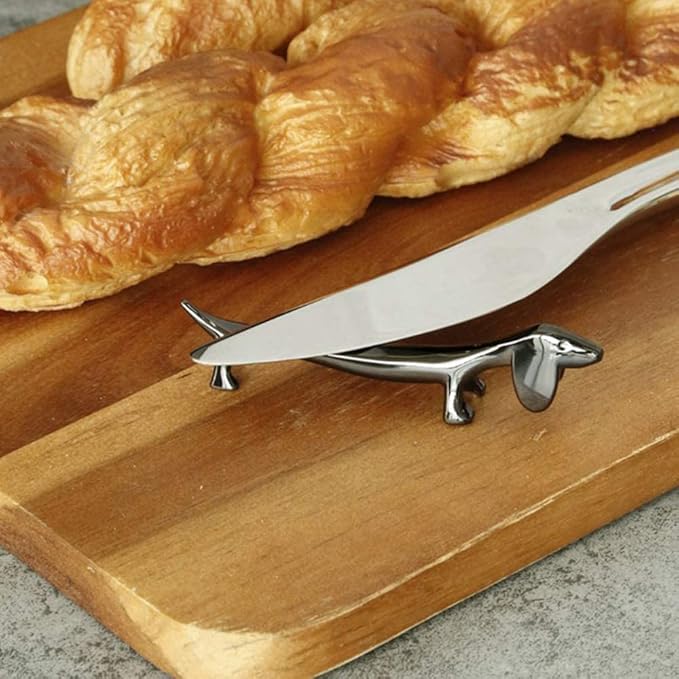 4 Pieces Chopsticks Holder Rest Pillow Zinc Alloy Chopstick Rack Stand for Spoon Fork Knife Tableware Brush Home Kitchen Table Decoration (Dachshund)