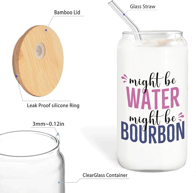 Bourbon glasses cup Gifts for Cocktail Lovers, Funny Might Be Bourbon Tumbler Gifts For Women 14oz,Tequila Lime drinking jar for Cocktail Lovers