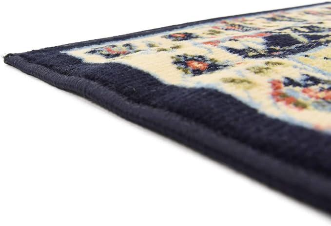 Unique Loom Espahan Collection Area Rug - Cape Cod (2' 2" x 8' 2" Runner, Navy Blue/ Black)