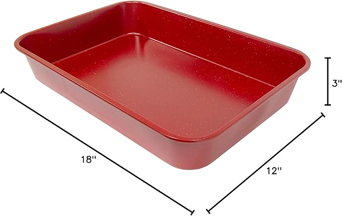 casaWare Grande Lasagna/Roaster Pan 18 x 12 x 3-Inch - Extra Large, Ceramic Coated NonStick (Red Granite)