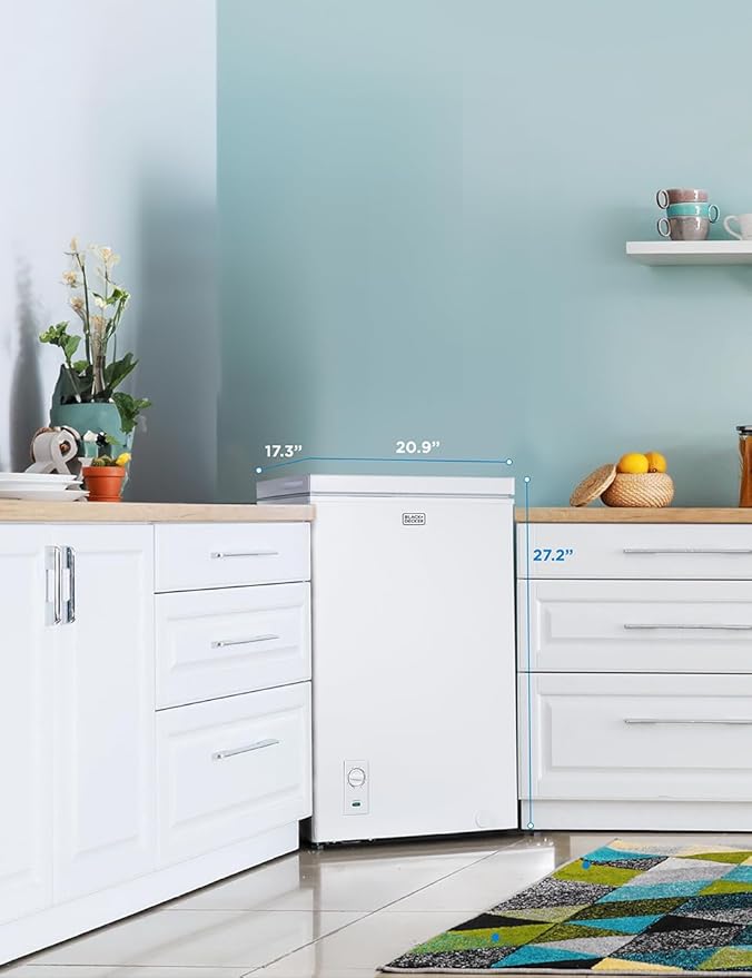 BLACK+DECKER 2.0 Cu. Ft. Compact Chest Freezer, Deep Freezer Holds Up To 70 Lbs. of Frozen Food, Removable Storage Basket, Manual Defrost, White