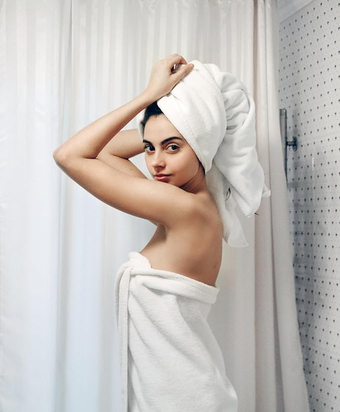 COZYART Luxury White Bath Towels Set, Cotton Hotel Large Towels for Bathroom, Thick Bathroom Set of 3 with 1 Bath Towel, 1 Hand Towel, 1 Washcloth, 650 GSM