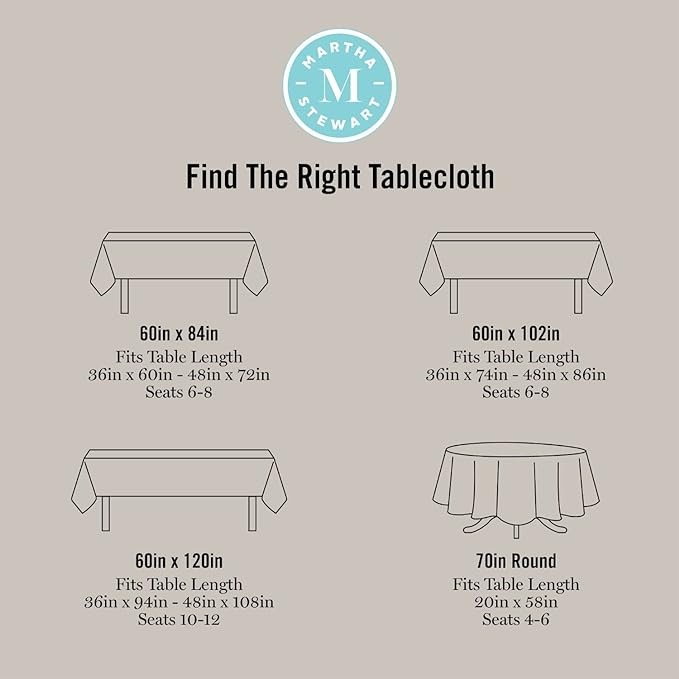 Martha Stewart Honeycomb Modern Farmhouse Polyester Cotton Rectangle Tablecloth, Beige, 60"x84"