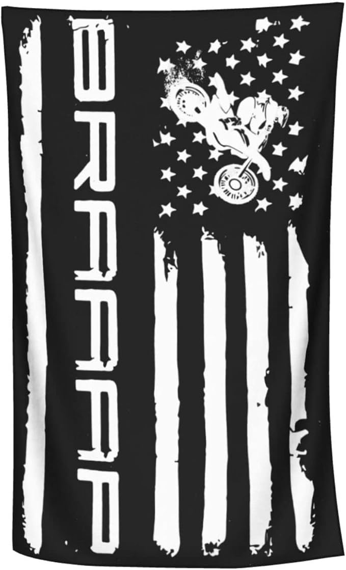 Braaap Motocross Dirt Bike American Flag Beach Towel Quick Dry Shower Swim Adults Bath Towels Hotel, Gym and Spa Multipurpose Towels 32x52 Inch