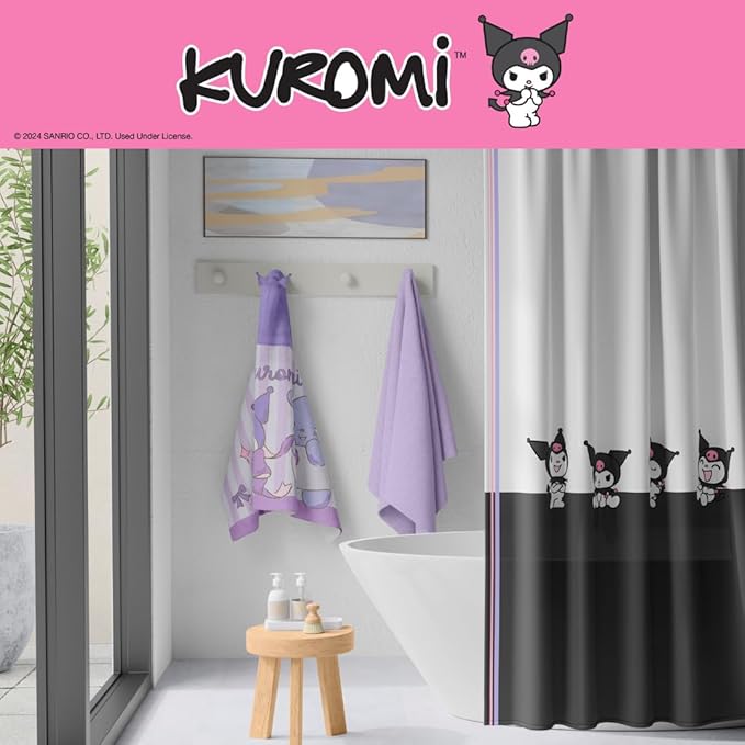 Sanrio Kuromi Kids Super Soft Bath/Pool/Beach Soft Cotton Terry Hooded Towel Wrap, 24 in x 50 in, (Officially Licensed Product) by Franco