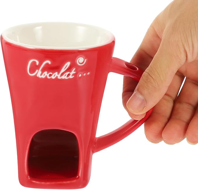 Garneck 2 Sets Chocolate Fondue Mugs Ceramic Multifunction Pot Chocolate Mug Porcelain Melt Chocolate Fondue Crucible Mini Fondue Pot for Cheese Caramel Butter