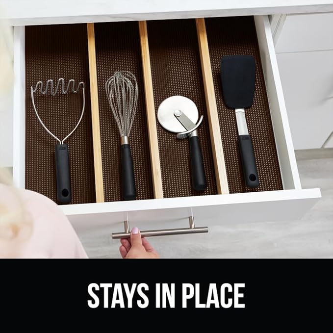 GORILLA GRIP powerGRIP Drawer Shelf and Cabinet Liner, Thick Strong Hold, Non-Adhesive Liners Protect Kitchen Cabinets and Cupboard, Bathroom Drawers, Easy Install, Breathable Mat, 20" x20', Chocolate