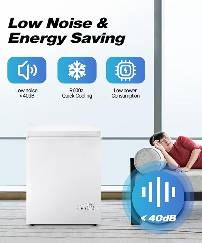 Deep Freezer, Mini Freezer with 7-Step Temperature Control, 5.0 cu.ft Small Deep Freezer, Chest Freezer with Removable Basket for Dormitories, Office, Bedroom and Small Living Spaces(White)