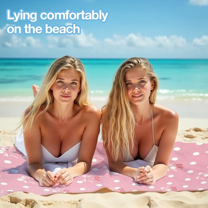 4 Pack Towels for Bathroom, Beach Towel, Microfiber Lightweight Beach Towels Oversized, Towel Accessories for Women Sister Thanksgiving Birthday Christmas Favors 32x71 IN, Cute Cherry Bow Lover Gift