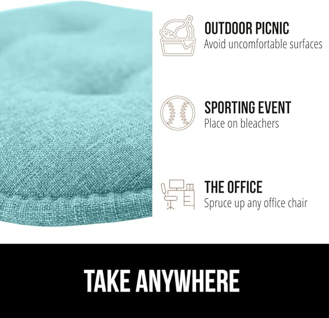 GORILLA GRIP Slip Resistant Tufted Chair Cushions, No Ties Required, Set of 6 Memory Foam Pads for Dining Room Kitchen Table Office Rocking Chairs, Plush Seat Cushion Pad, Home Decor, 16x17, Turquoise