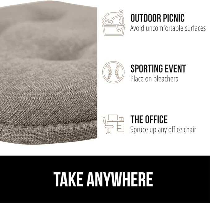 GORILLA GRIP Slip Resistant Tufted Chair Cushions, No Ties Required, Memory Foam Pads for Dining Room Kitchen Table, Office, Rocking Chairs, Plush Seat Cushion Pad, Home Decor, Set of 4, 16x17, Beige