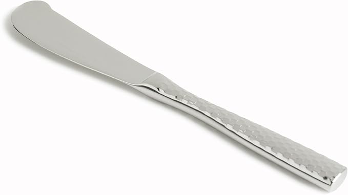 Fortessa Lucca Faceted 18/10 Stainless Steel Flatware Solid Handle Butter Knife, Set of 12