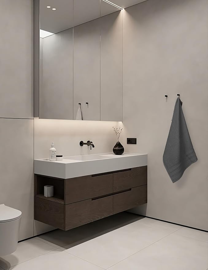 Large Bath Towels Set of 6 – 24" x 50" – 100% Cotton Terry – Durable, Soft & Quick Dry – Grey Multipurpose Towels for Bathroom, Gym, Spa, Pool & Daily Use