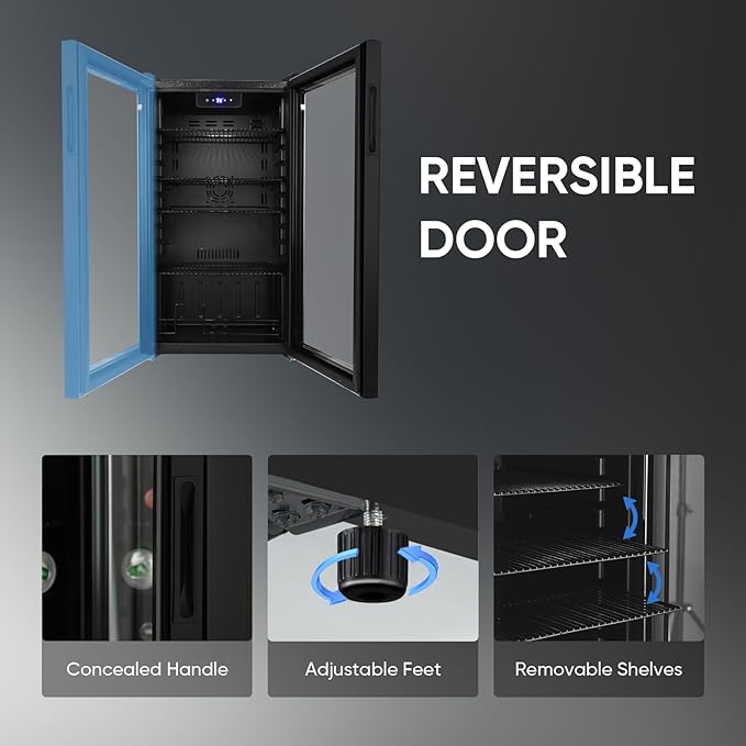 Beverage Refrigerator Cooler - 120 Can Mini Fridge with Glass Door for Soda Beer or Wine, Beverage Cooler for Bedroom, Office, Bar with Adjustable Shelves & Digital Temperature Display, Black