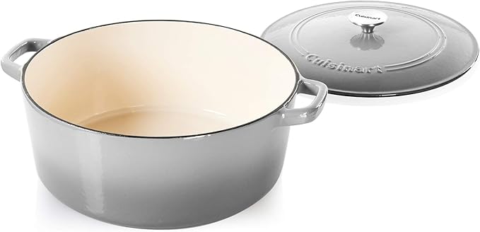 Cuisinart Chef's Classic Enameled Cast Iron Round Covered Casserole (Grey Gradient, 7- Quart)