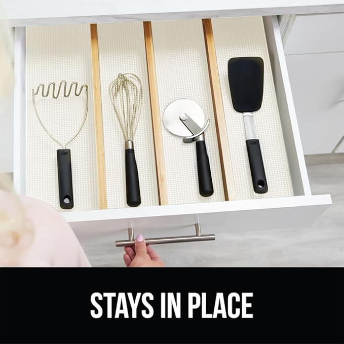 GORILLA GRIP powerGRIP Drawer Shelf and Cabinet Liner, Thick Strong Hold, Non-Adhesive Liners Protect Kitchen Cabinets and Cupboard, Bathroom Drawers, Easy Install, Breathable Mat, 24" x20' Snow White