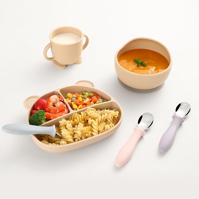 6 PCS Toddler Spoons Set - Baby Spoons with Silicone Handle Children Food Grade 18/8 Stainless Steel Toddler Utensils Set for Self Feeding Kids Silverware Set Safe Anti-Choke Design Dishwasher Safe